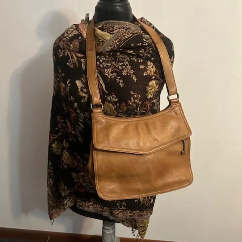 Fossil Vintage75082 British Tan Leather front flap shoulder bag